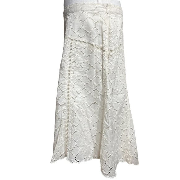 100% Cotton Eyelet Skirt NEW 12 Knee Length Ivory Cream Scalloped Broderie Lace - Picture 9 of 15